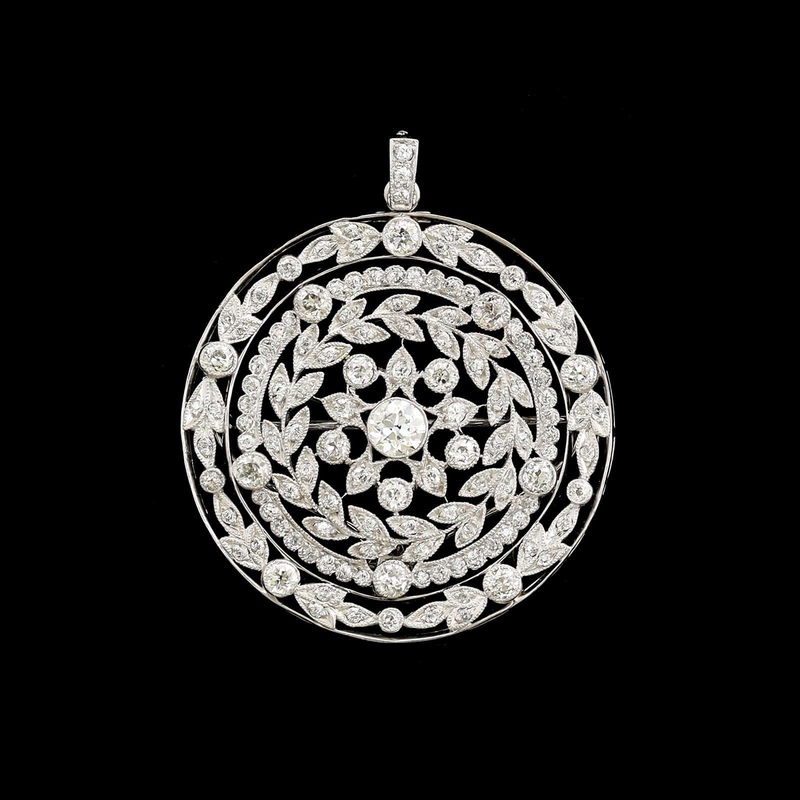 Vintage Art Deco Platinum Estate Diamond Pin Pendant