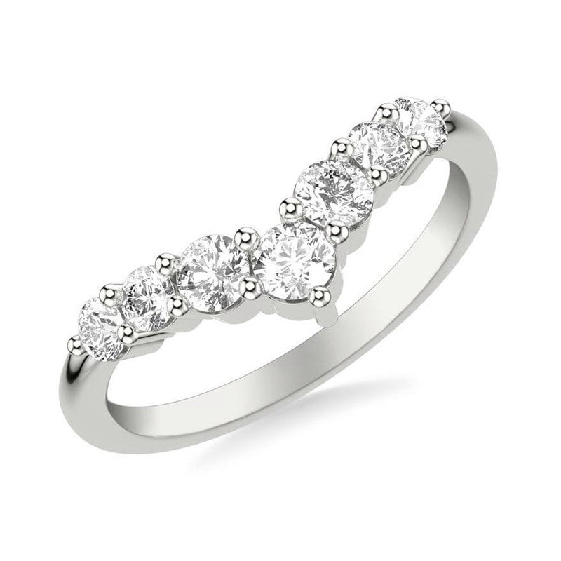 Platinum V Shaped Diamond Band