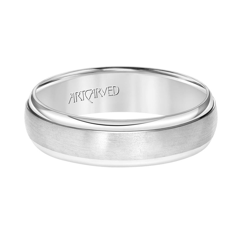 14K White Gold Satin Finish Domed Band