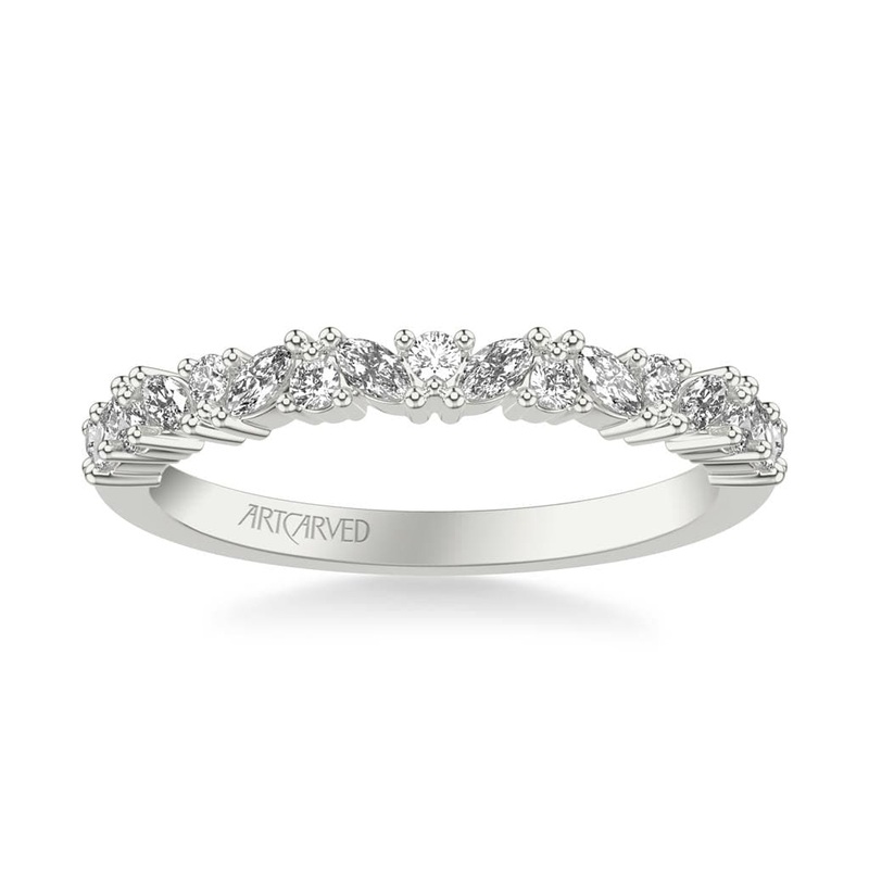 Platinum Round and Marquise Shaped Diamond Band