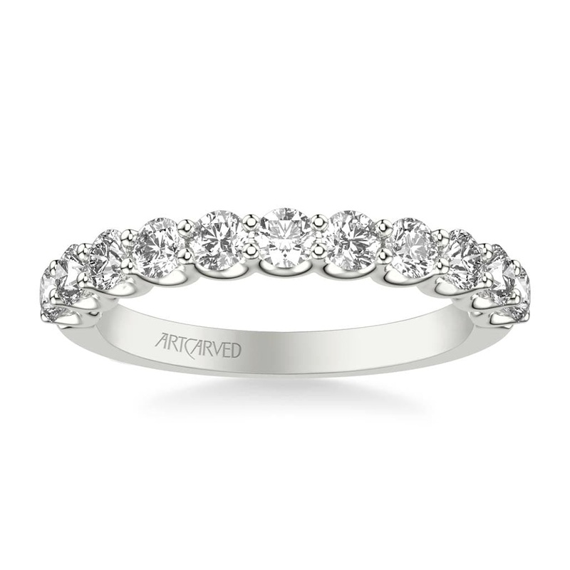 Platinum Shared Prong Round Diamond Band