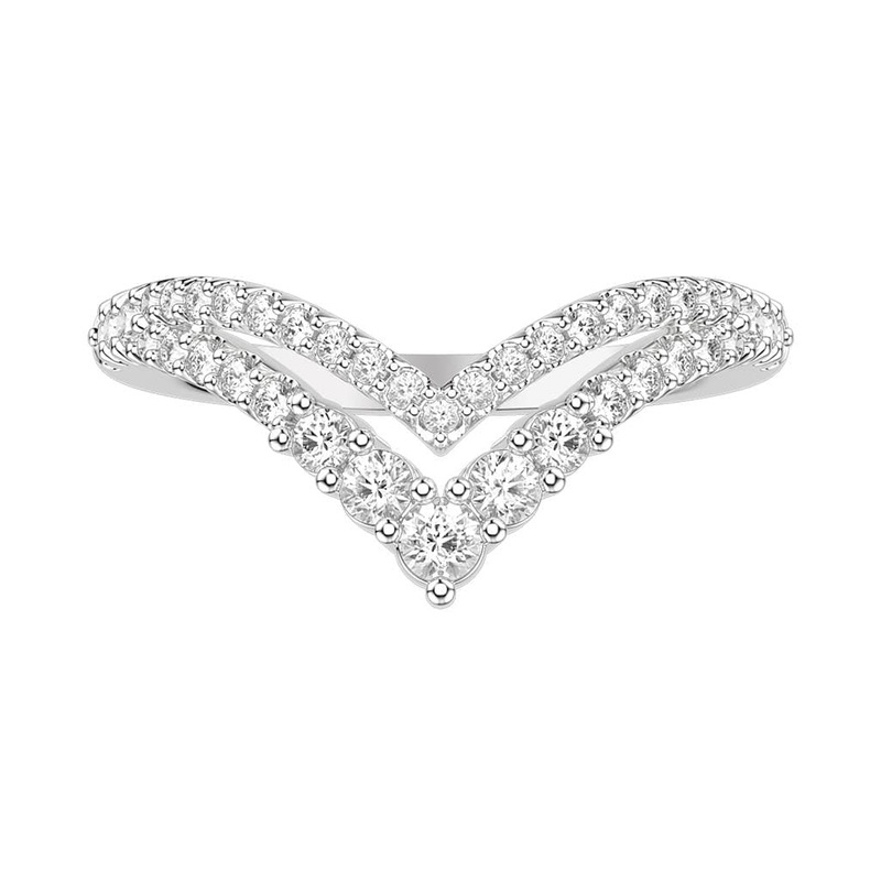 Platinum V Shaped 2 Row Diamond Band