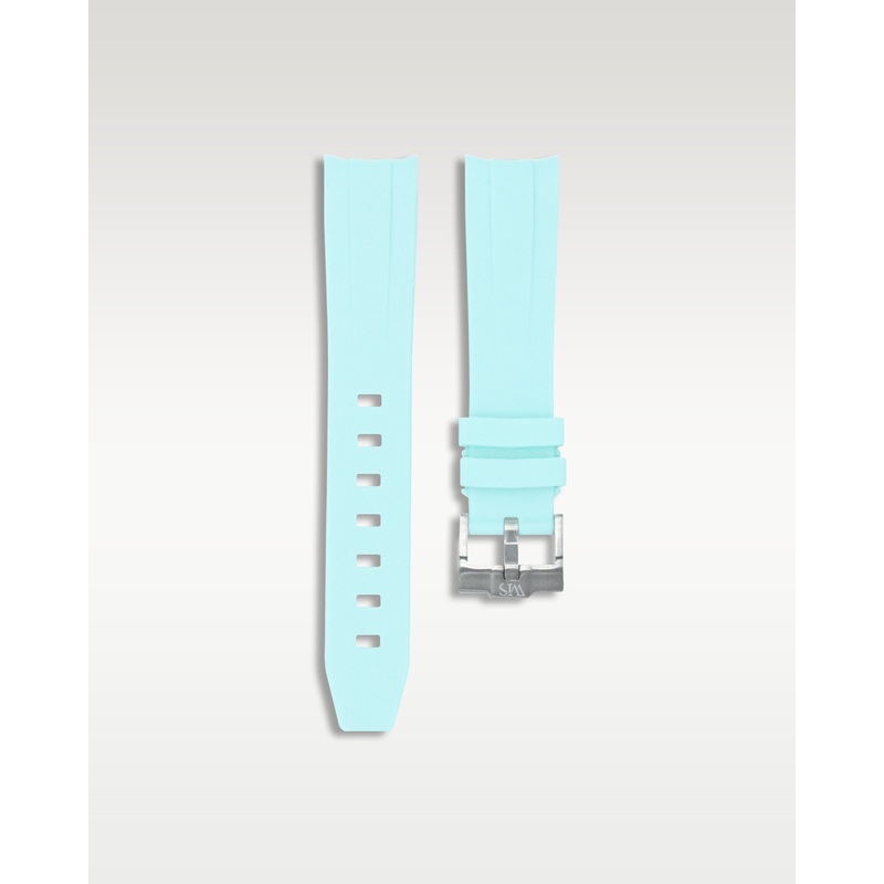 Curved Lug Rubber Strap in Glacier Blue