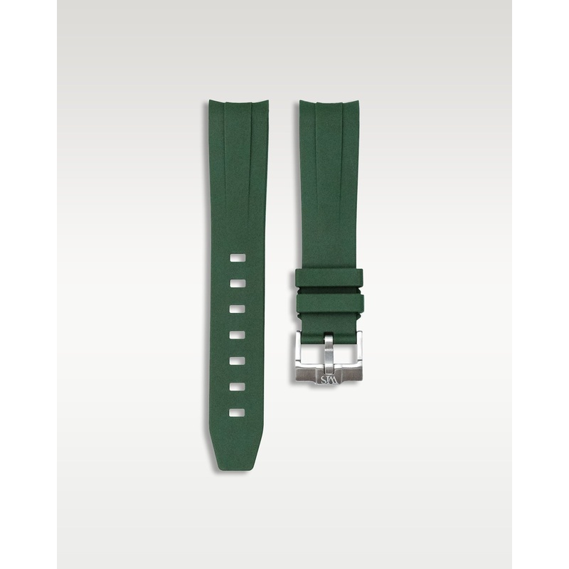 Curved Lug Rubber Strap in Green