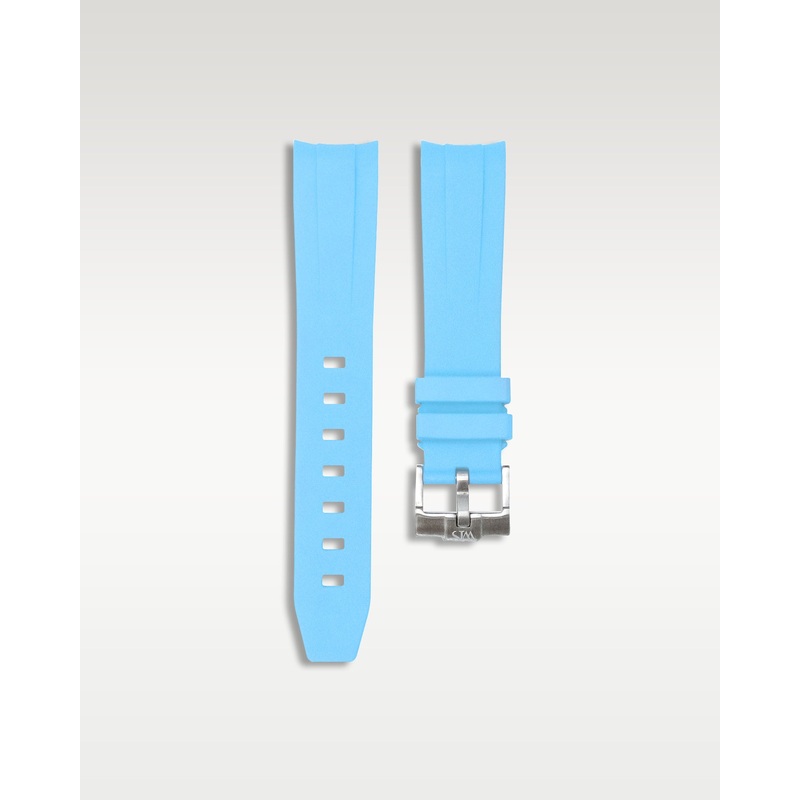 Curved Lug Rubber Strap in Miami Blue