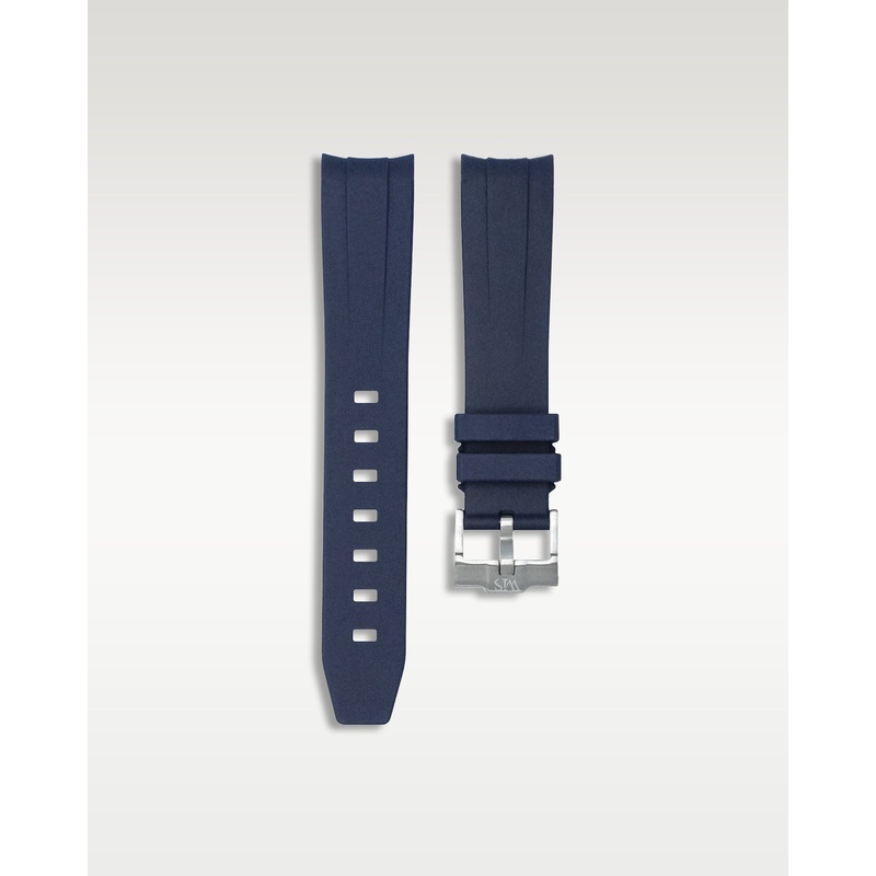 Curved Lug Rubber Strap in Navy Blue