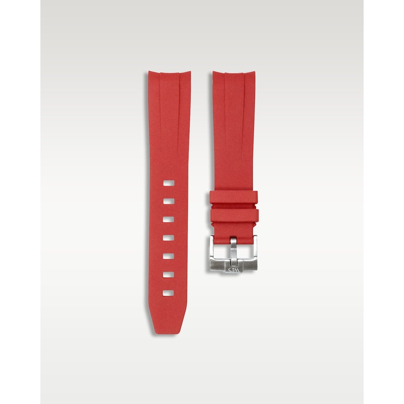 Curved Lug Rubber Strap in Red