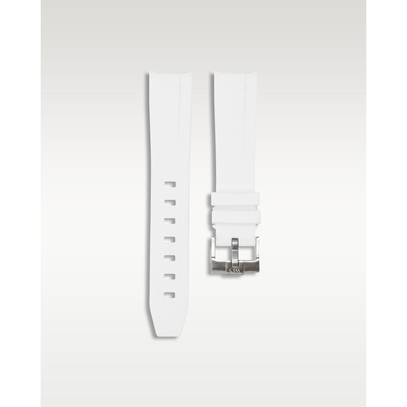 Curved Lug Rubber Strap in White