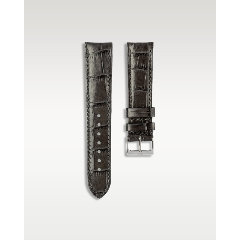 Handmade Alligator Leather Strap in Charcoal Grey