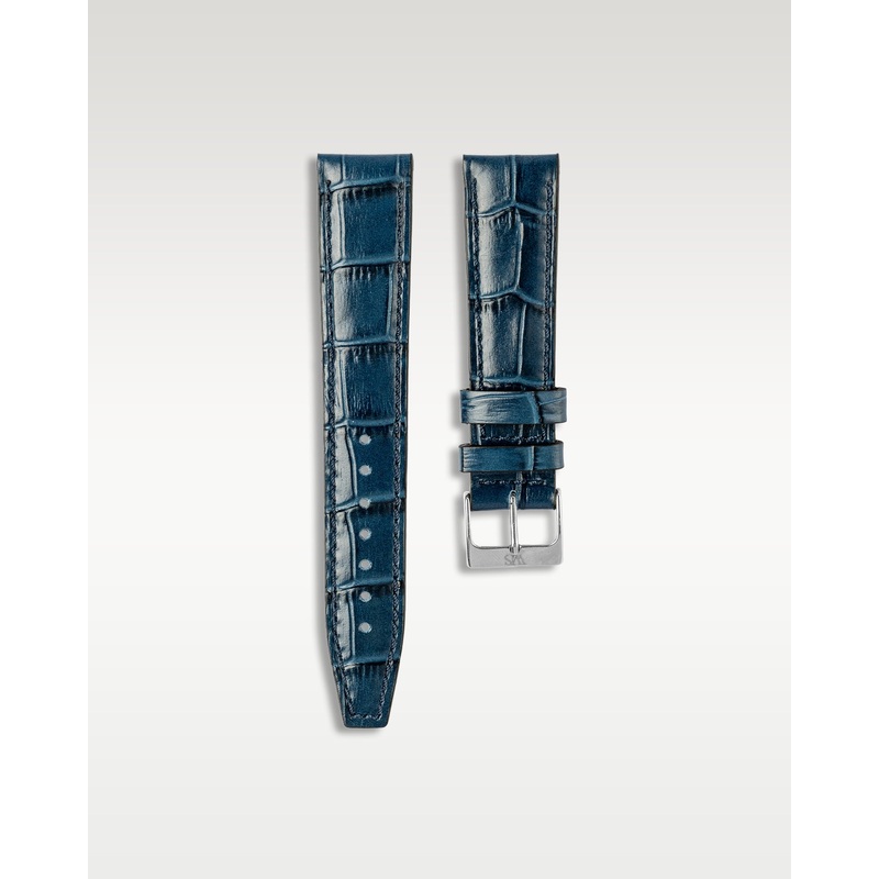 Handmade Alligator Leather Strap in Midnight Blue