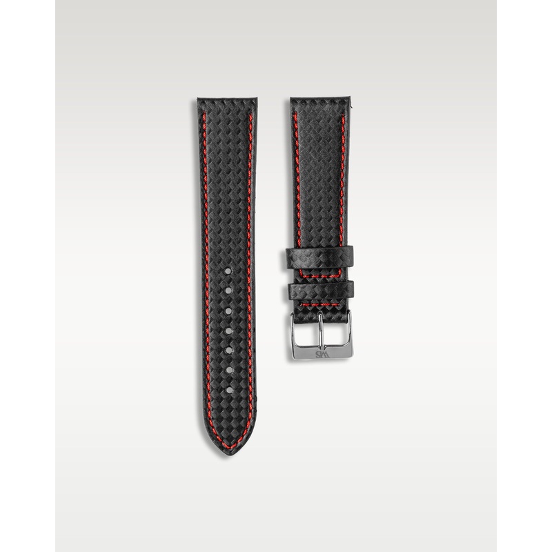 Handmade Italian Leather Strap in Carbon Fiber