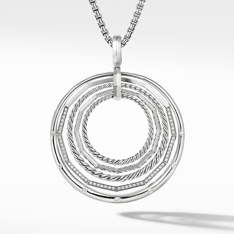 Stax Large Pendant Necklace with Diamonds, 50mm