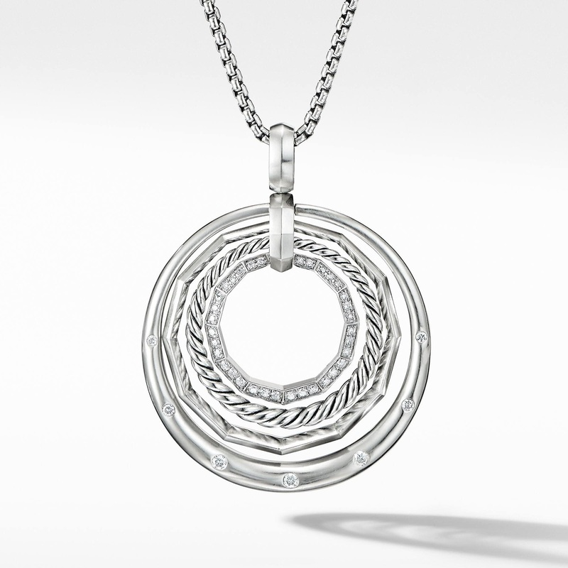 Stax Medium Pendant Necklace with Diamonds, 32mm
