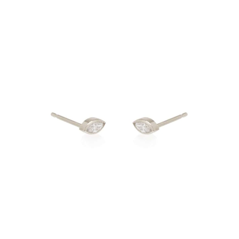Zoe Chicco 14K White Gold Marquise Diamond Stud Earrings