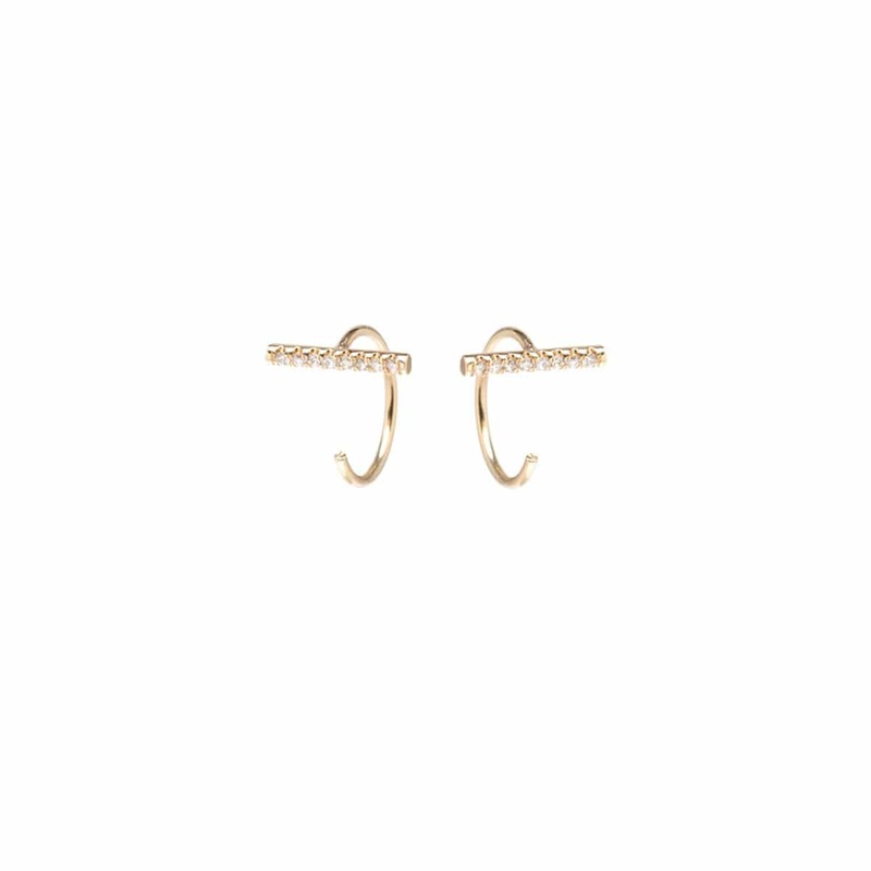 Zoe Chicco 14K Yellow Gold Diamond Bar Hug Earrings