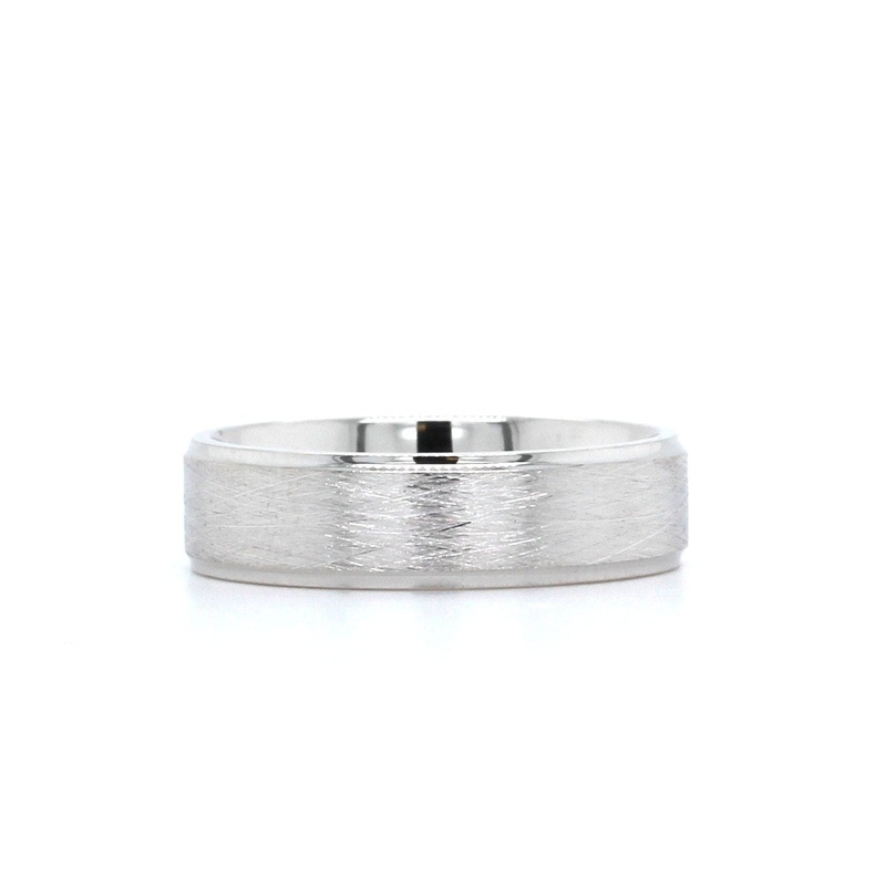 14K White Gold Wire Finish Center Band