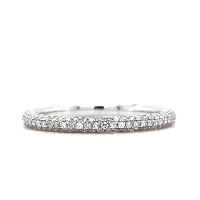 18K White Gold 3 Row Pave Diamond Band