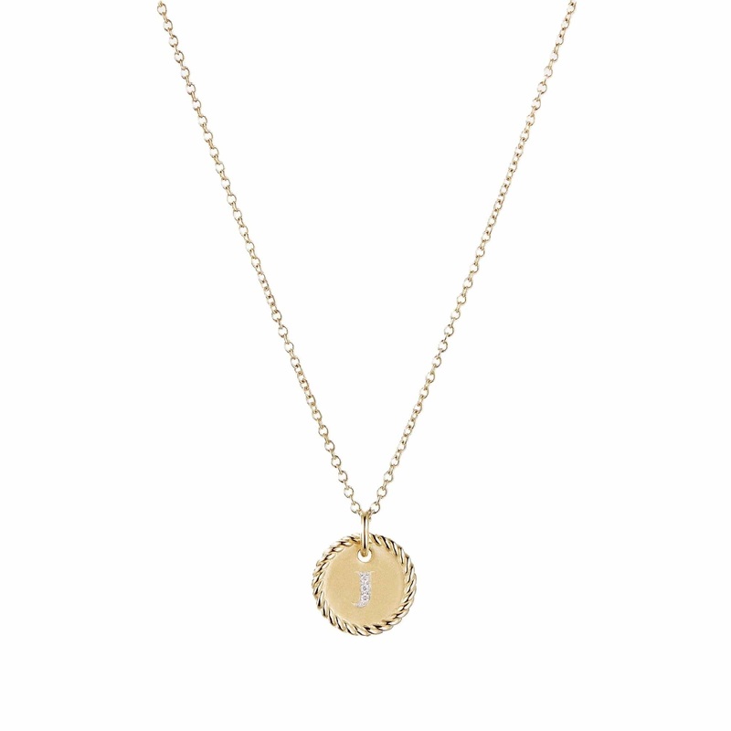 “J” Pendant with Diamonds in Gold on Chain