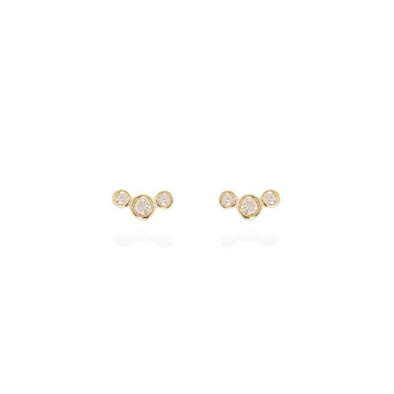 Zoe Chicco 14K Yellow Gold Curved Diamond Bezel Stud Earrings