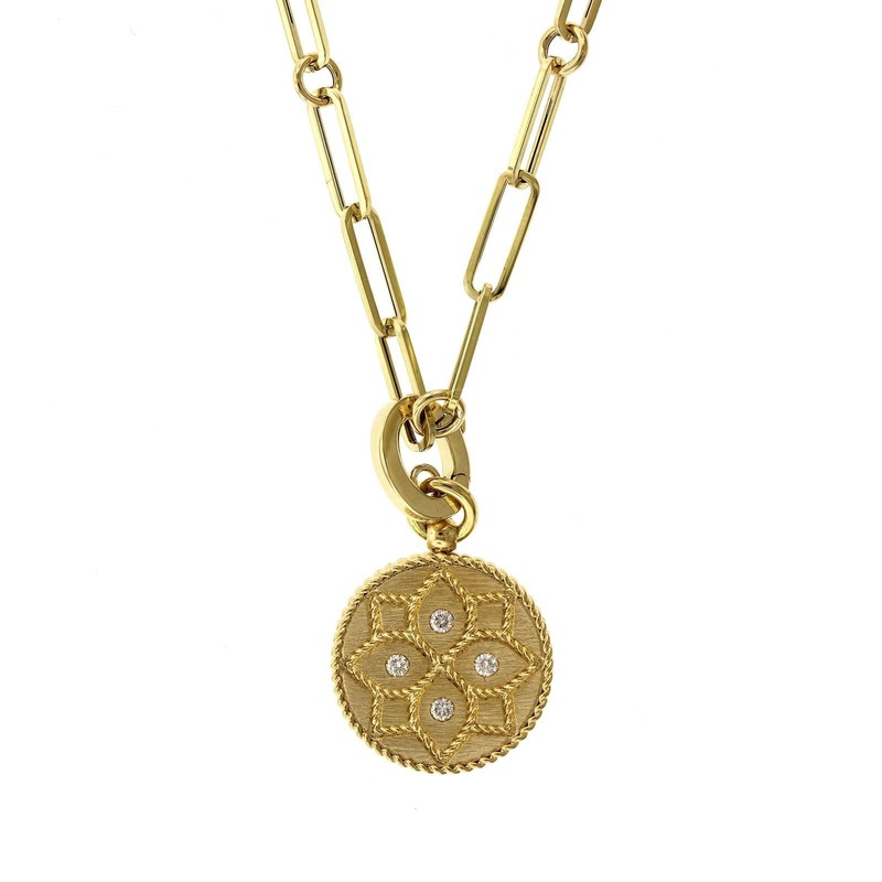 Roberto Coin 18K Yellow Gold Venetian Diamond Medal Necklace