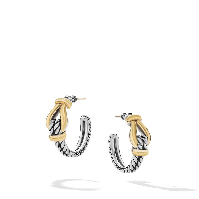 Thoroughbred Loop Huggie Hoop Earrings with 18K Yellow Gold