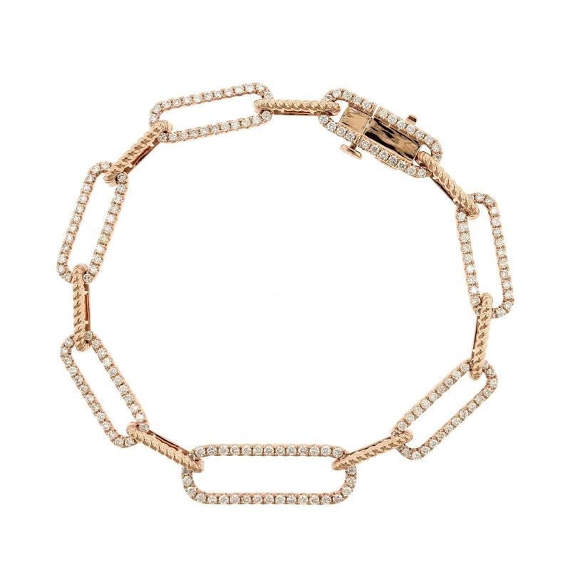 14K Rose Gold Diamond Link Bracelet