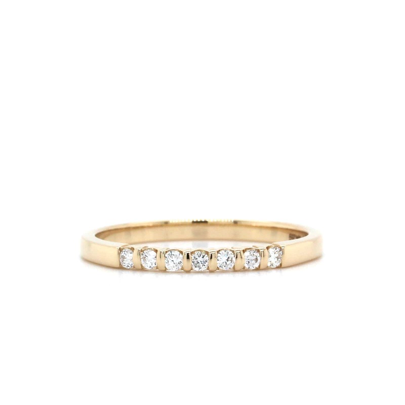 14K Yellow Gold Bar Set Diamond Band