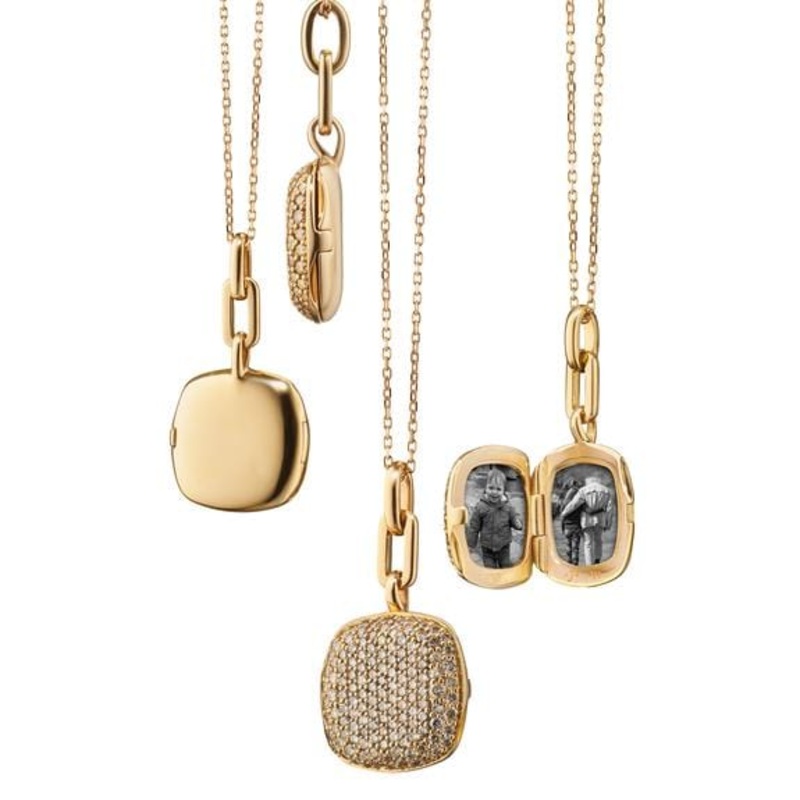 18K Yellow Gold Champagne Diamond Locket