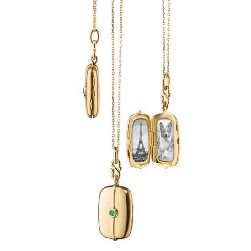 18K Yellow Gold Rose Cut Emerald Locket