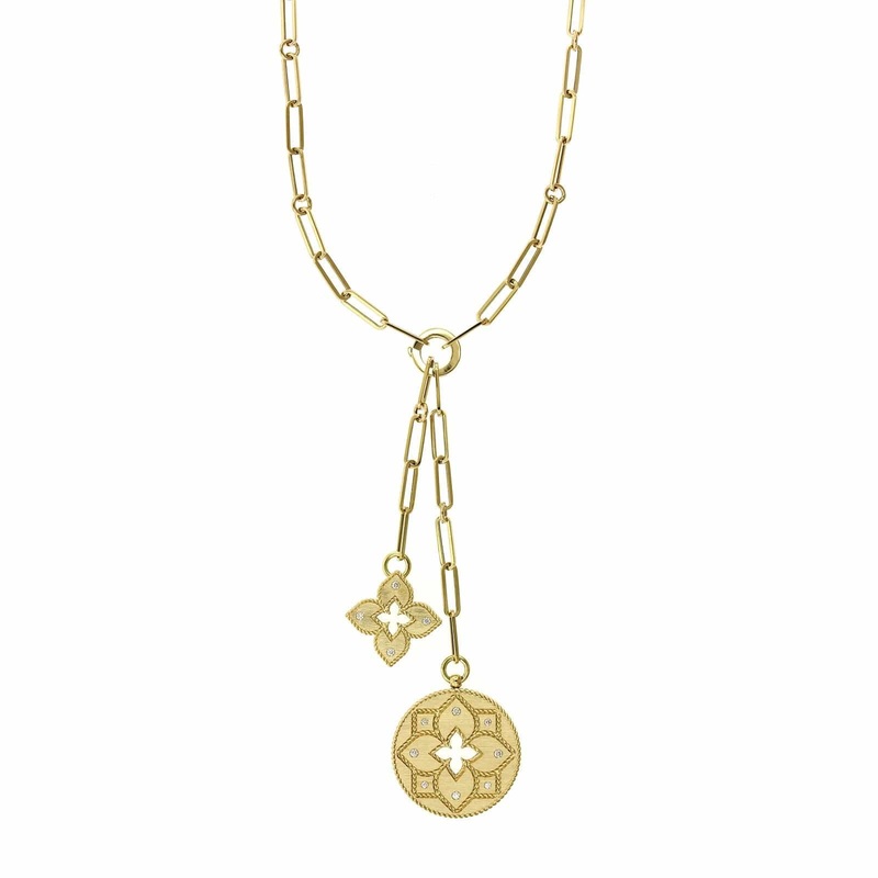 Roberto Coin 18K Yellow Gold Venetian Double Medallion Diamond Necklace
