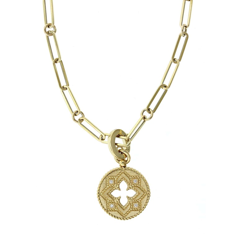 Roberto Coin 18K Yellow Gold Venetian Medallion Diamond Necklace