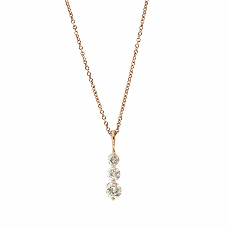 14K Rose Gold 3 Stone Graduated Diamond Pendant