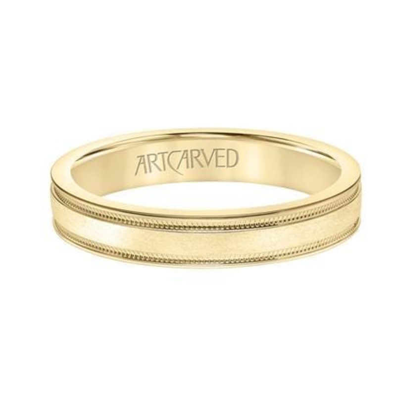 14k Yellow Gold Polish with Milgrain Edge Band