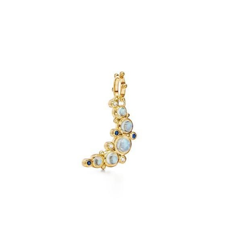 Temple St. Clair 18K Yellow Gold Moonstone Sapphire and Diamond Moon Pendant