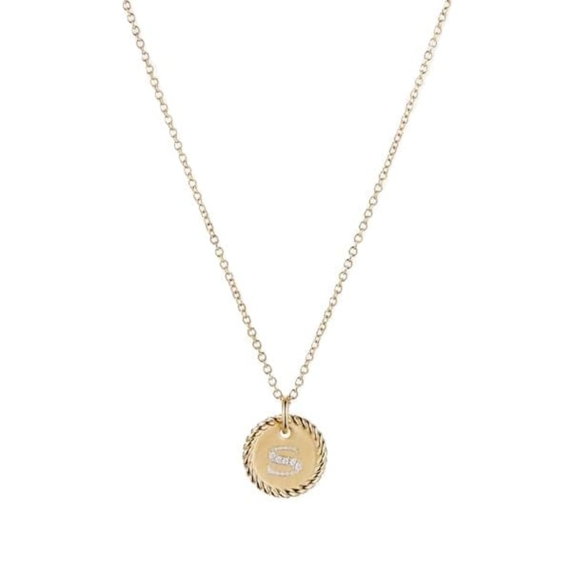 “S” Pendant with Diamonds in Gold on Chain
