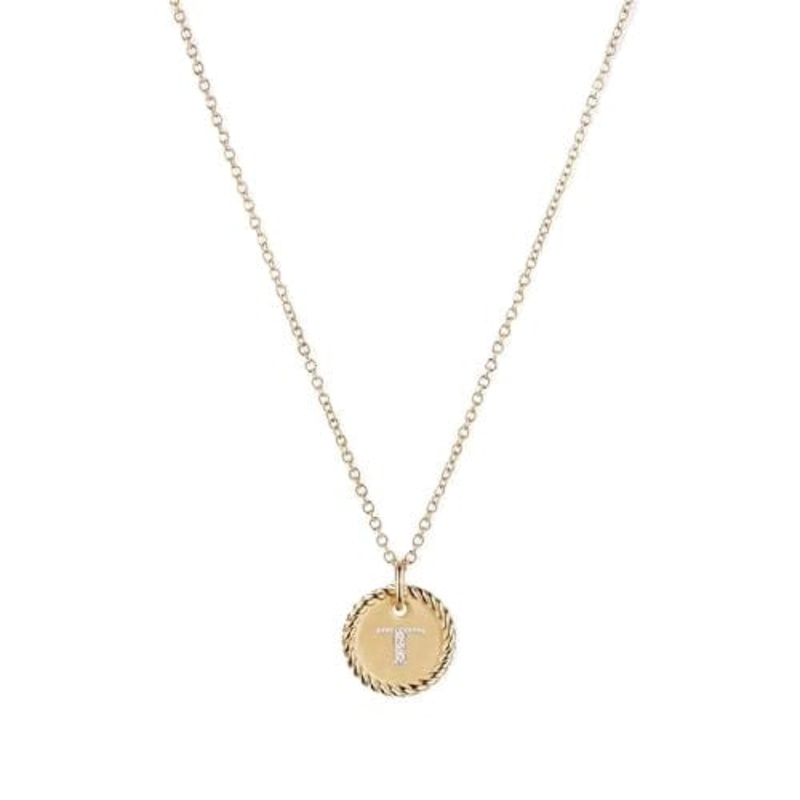 “T” Pendant with Diamonds in Gold on Chain