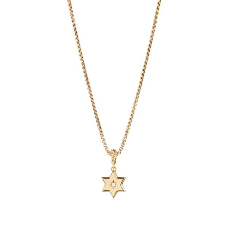 Star of David Pendant in 18K Yellow Gold with Diamonds