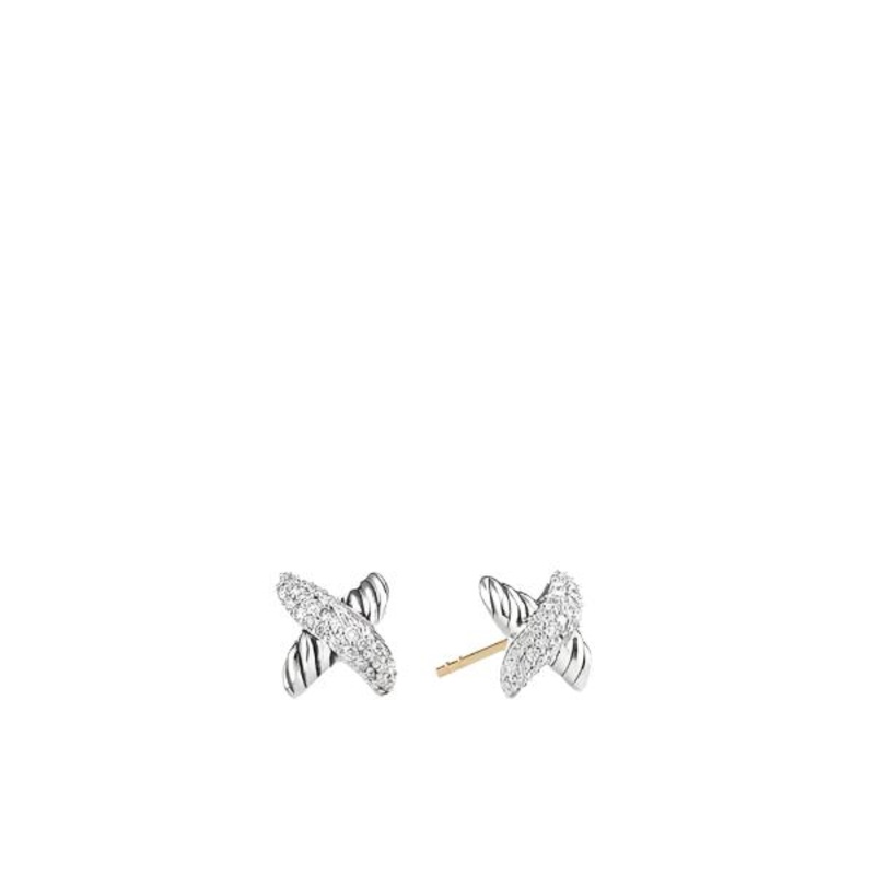 X Earrings with Diamonds