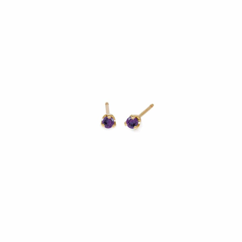 Zoe Chicco 14K Yellow Gold Amethyst Stud Earrings