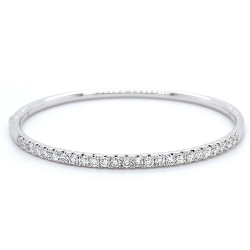 14K White Gold Diamond Bangle