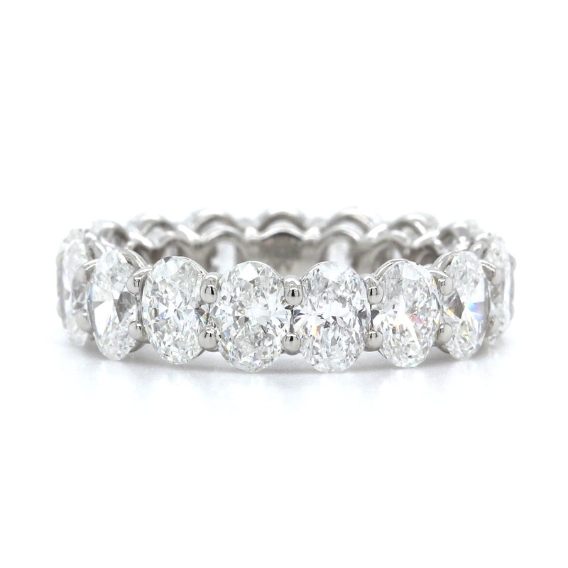 Platinum Shared Prong Oval Diamond Eternity Band