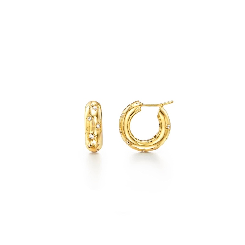 Temple St. Clair 18K Yellow Gold Diamond Huggie Earrings