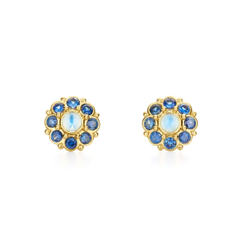 Temple St. Clair 18K Yellow Gold Mini Stella Moonstone Earrings