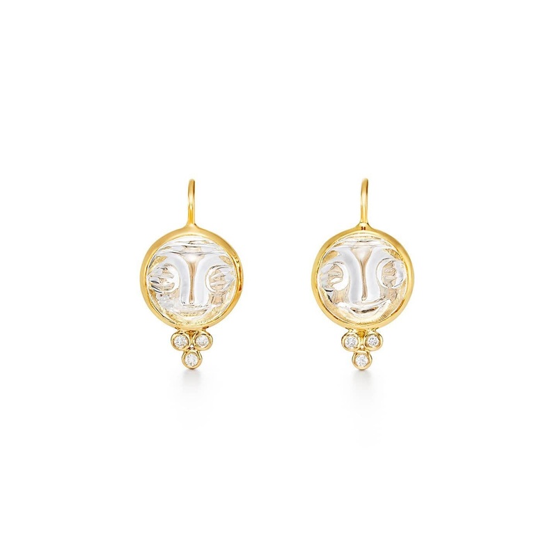 Temple St. Clair 18K Yellow Gold Moon Face Crystal Earrings
