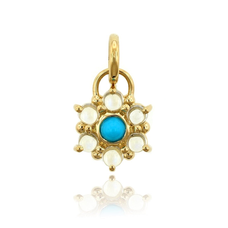 Temple St. Clair 18K Yellow Gold Turquoise and Moonstone Stella Pendant