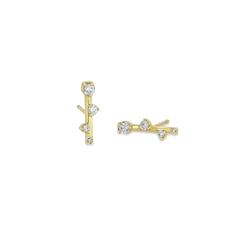 Zoe Chicco 14K Yellow Gold Diamond Bar Stud Earrings