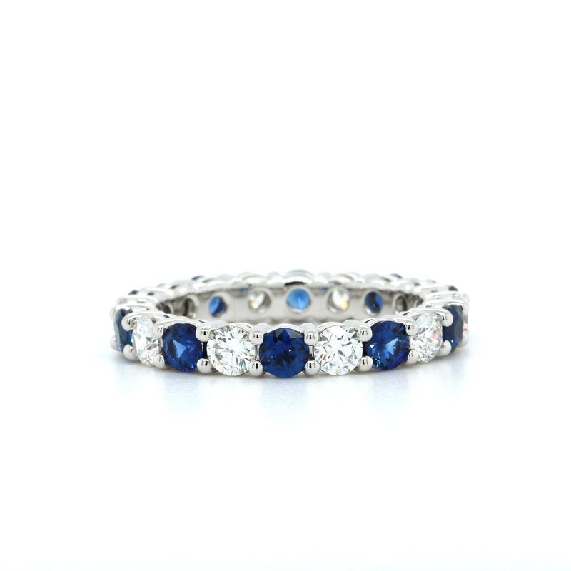 Platinum Sapphire and Diamond Eternity Band