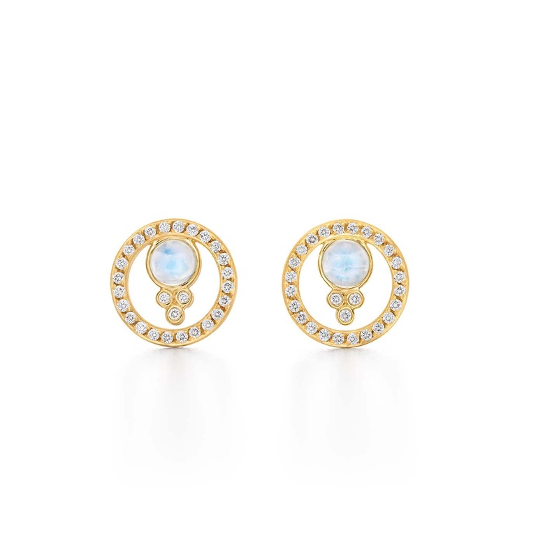 Temple St. Clair 18K Yellow Gold Cabochon Moonstone Earrings
