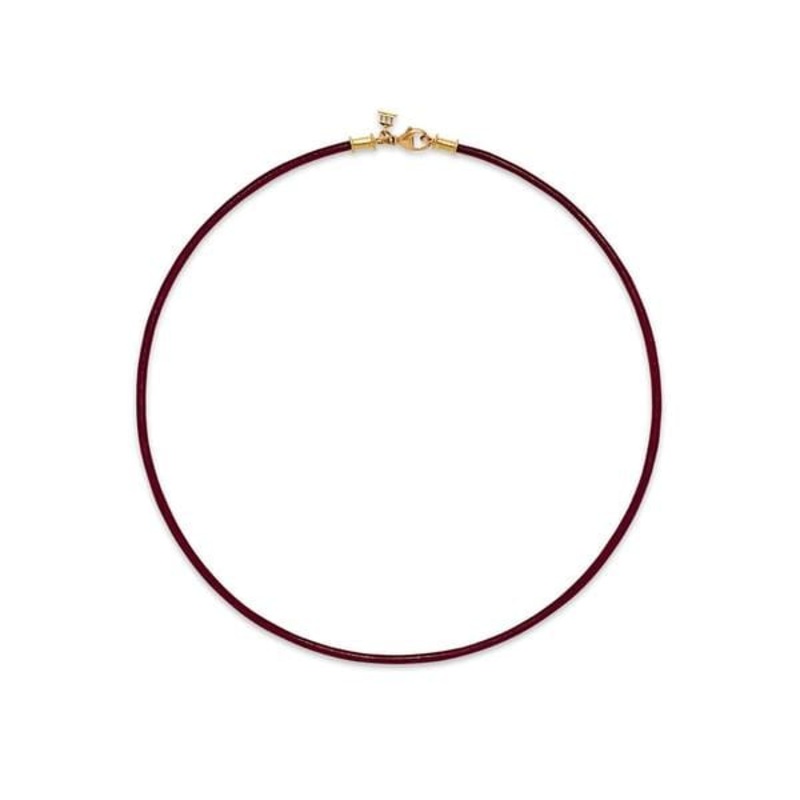 Temple St. Clair 18K Yellow Gold Crimson Leather Cord Necklace