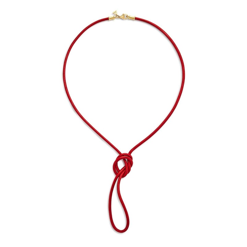 Temple St. Clair 18K Yellow Gold Red Leather Cord Necklace